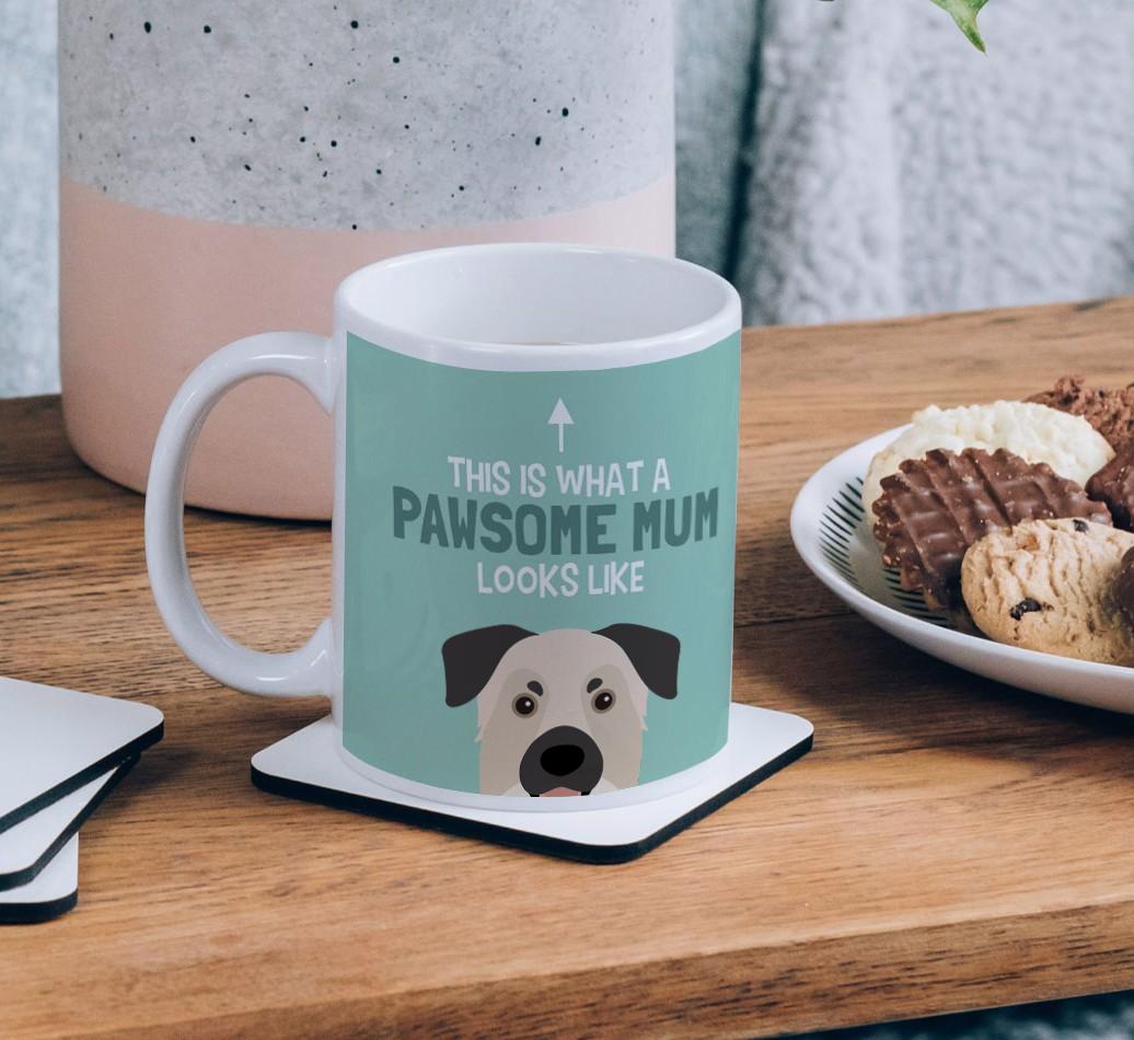 Pawsome Dog Mum: Mug with {breedFullName} Icon