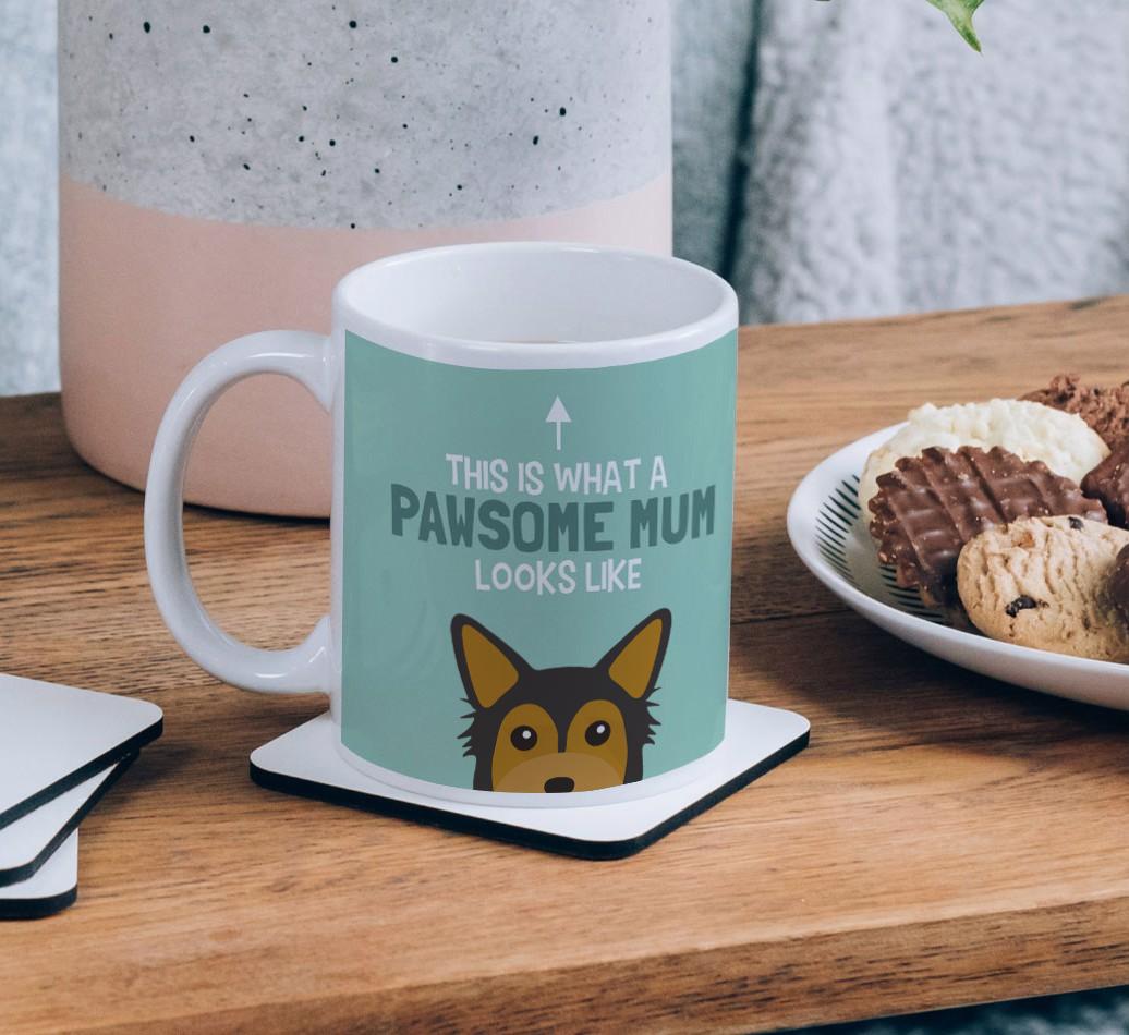 Pawsome Dog Mum: Mug with {breedFullName} Icon