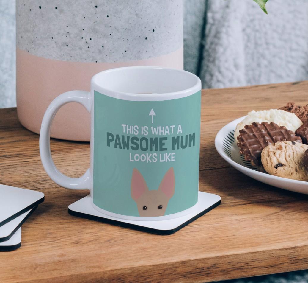 Pawsome Dog Mum: Mug with {breedFullName} Icon