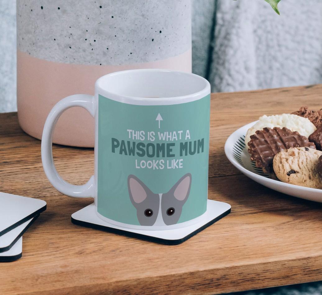 Pawsome Dog Mum: Mug with {breedFullName} Icon