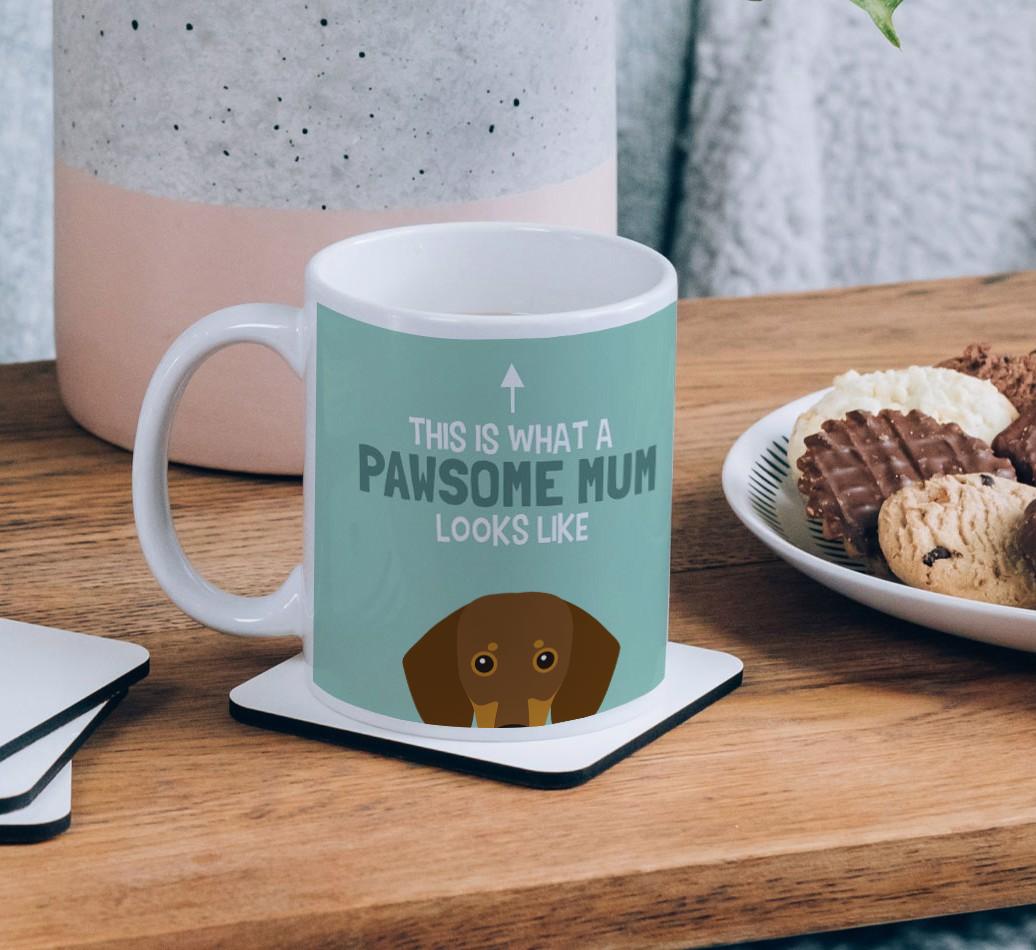 Pawsome Dog Mum: Mug with {breedFullName} Icon