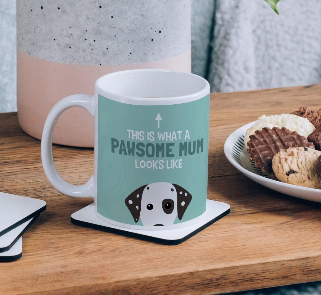 Pawsome Dog Mum: Mug with {breedFullName} Icon