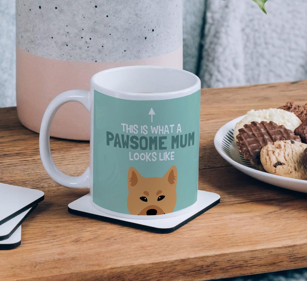 Pawsome Dog Mum: Mug with {breedFullName} Icon
