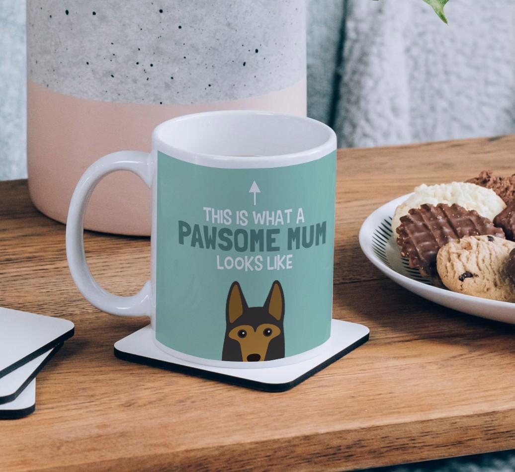 Pawsome Dog Mum: Mug with {breedFullName} Icon