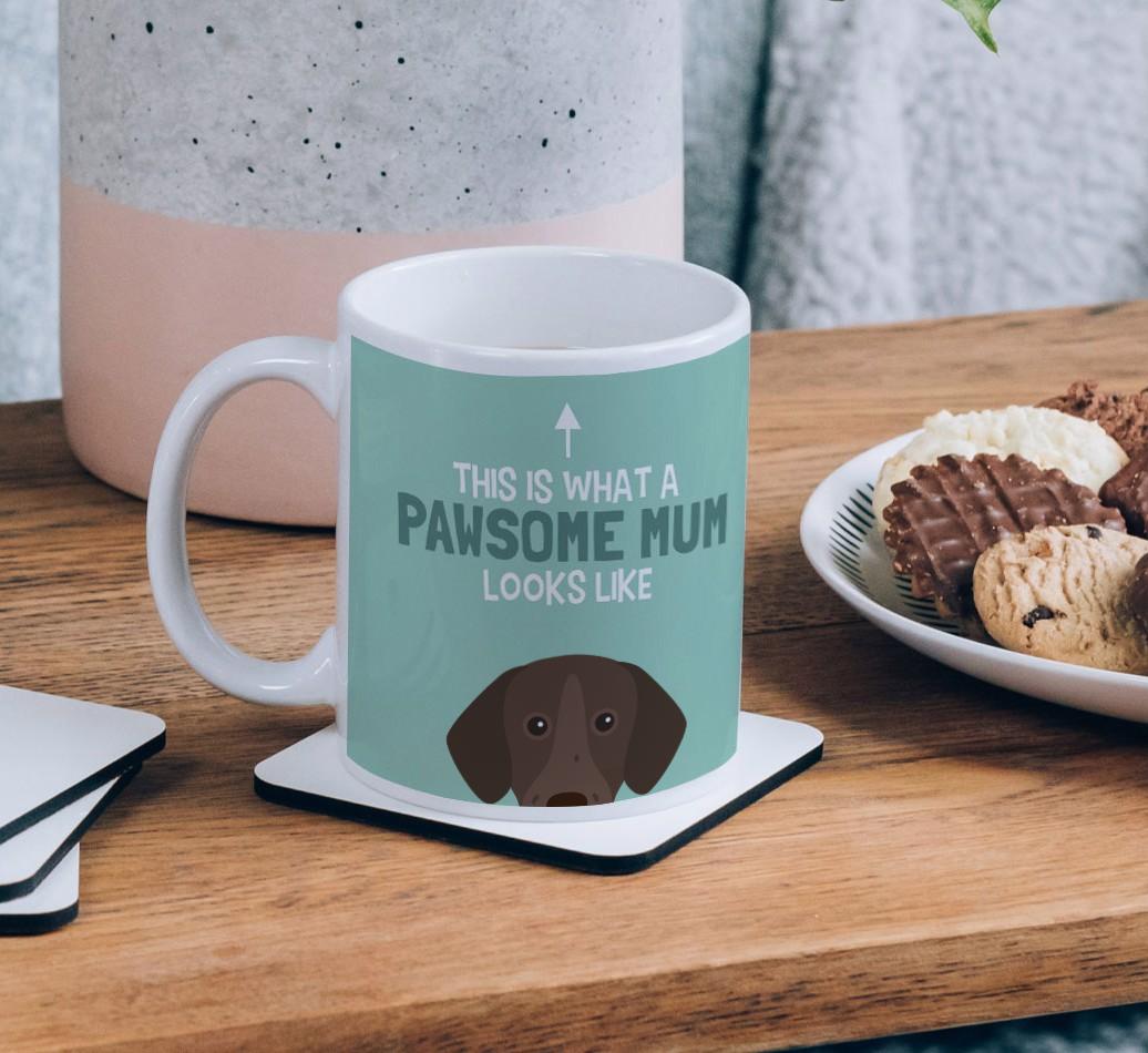 Pawsome Dog Mum: Mug with {breedFullName} Icon