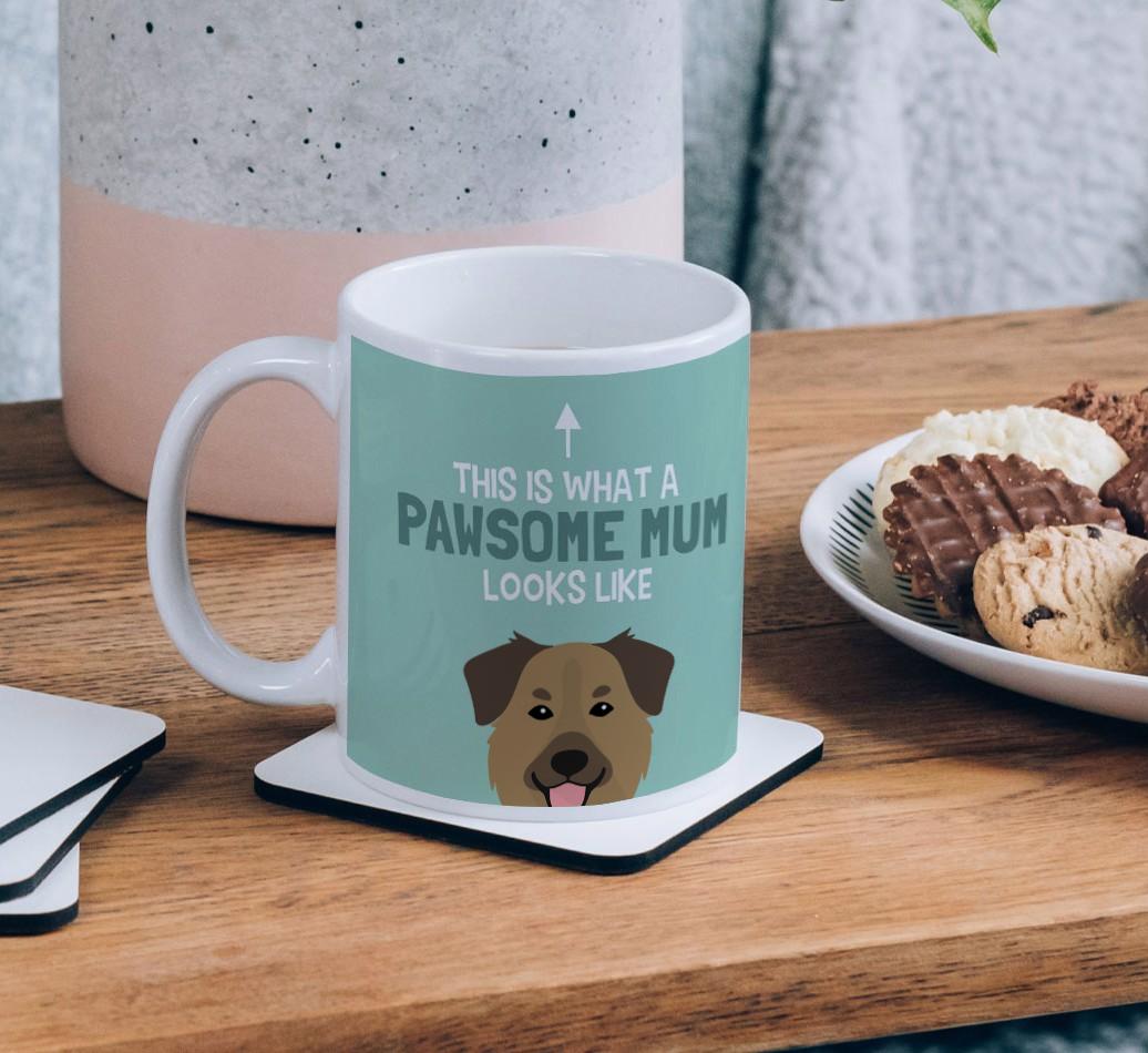 Pawsome Dog Mum: Mug with {breedFullName} Icon