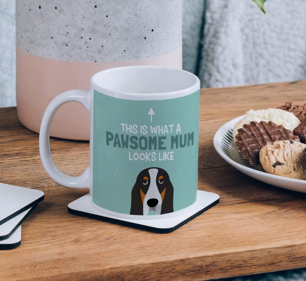 Pawsome Dog Mum: Mug with {breedFullName} Icon