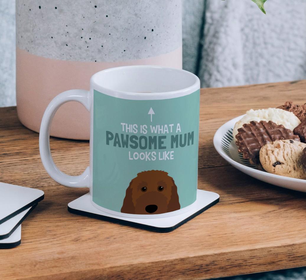 Pawsome Dog Mum: Mug with {breedFullName} Icon