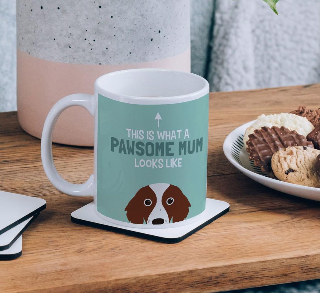 Pawsome Dog Mum: Mug with {breedFullName} Icon