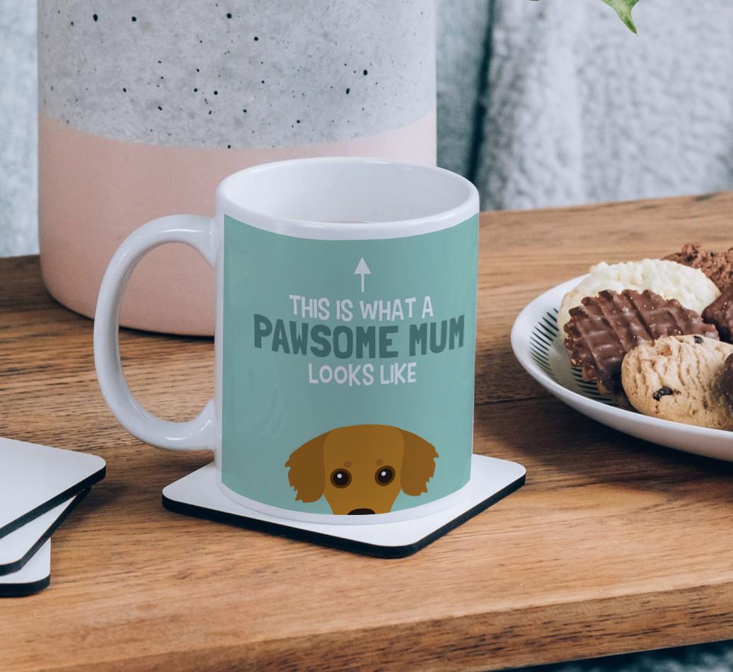 Pawsome Dog Mum: Mug with {breedFullName} Icon