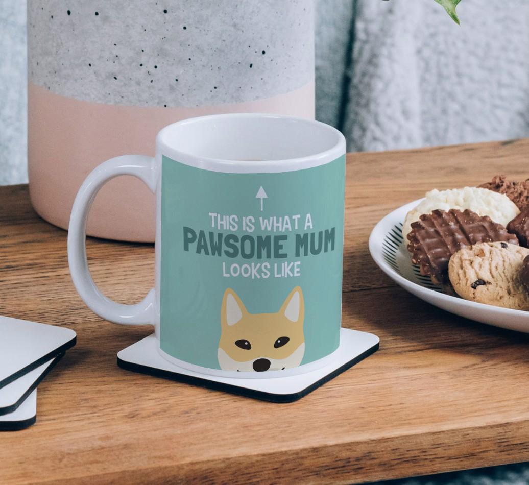 Pawsome Dog Mum: Mug with {breedFullName} Icon