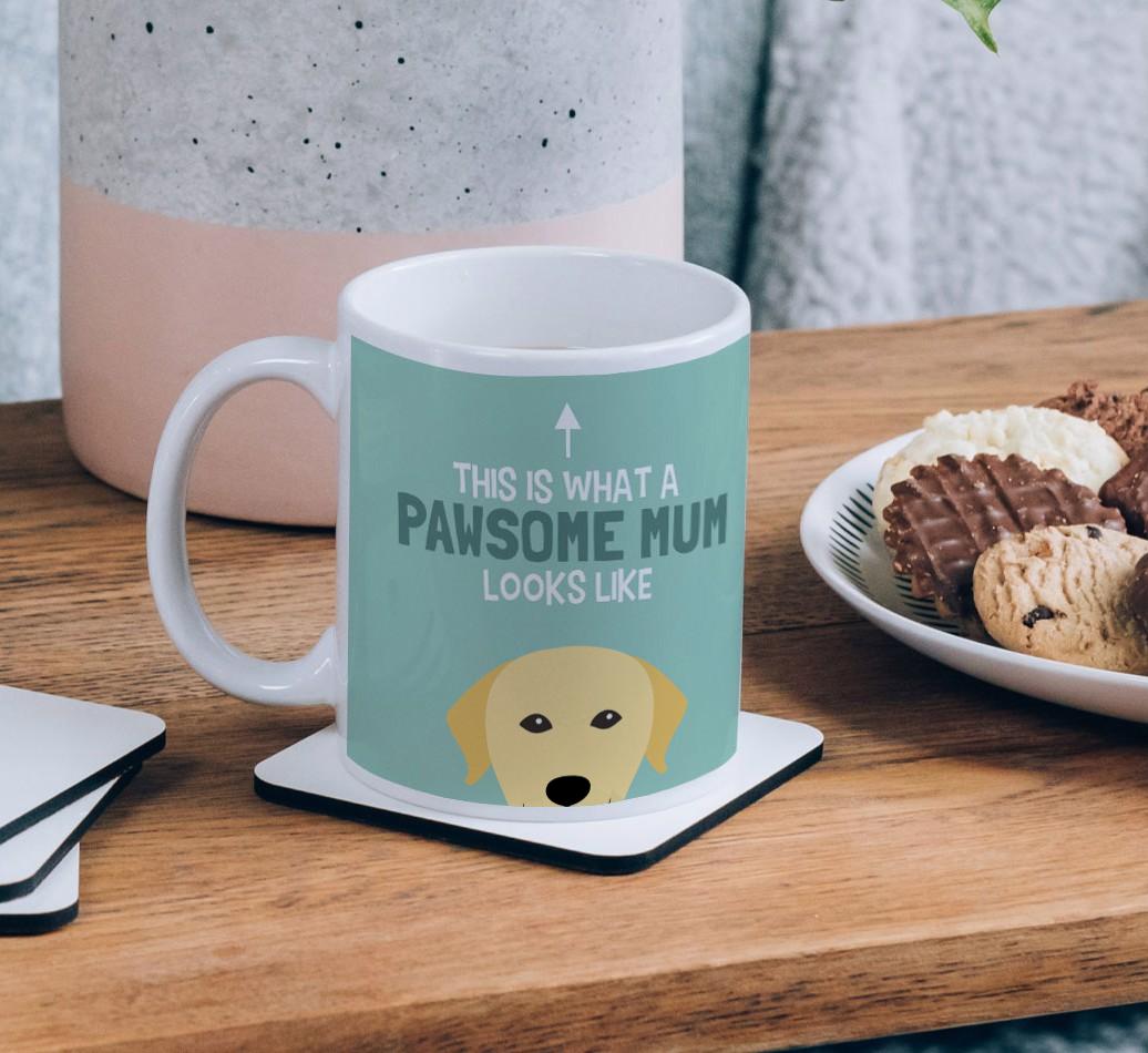Pawsome Dog Mum: Mug with {breedFullName} Icon