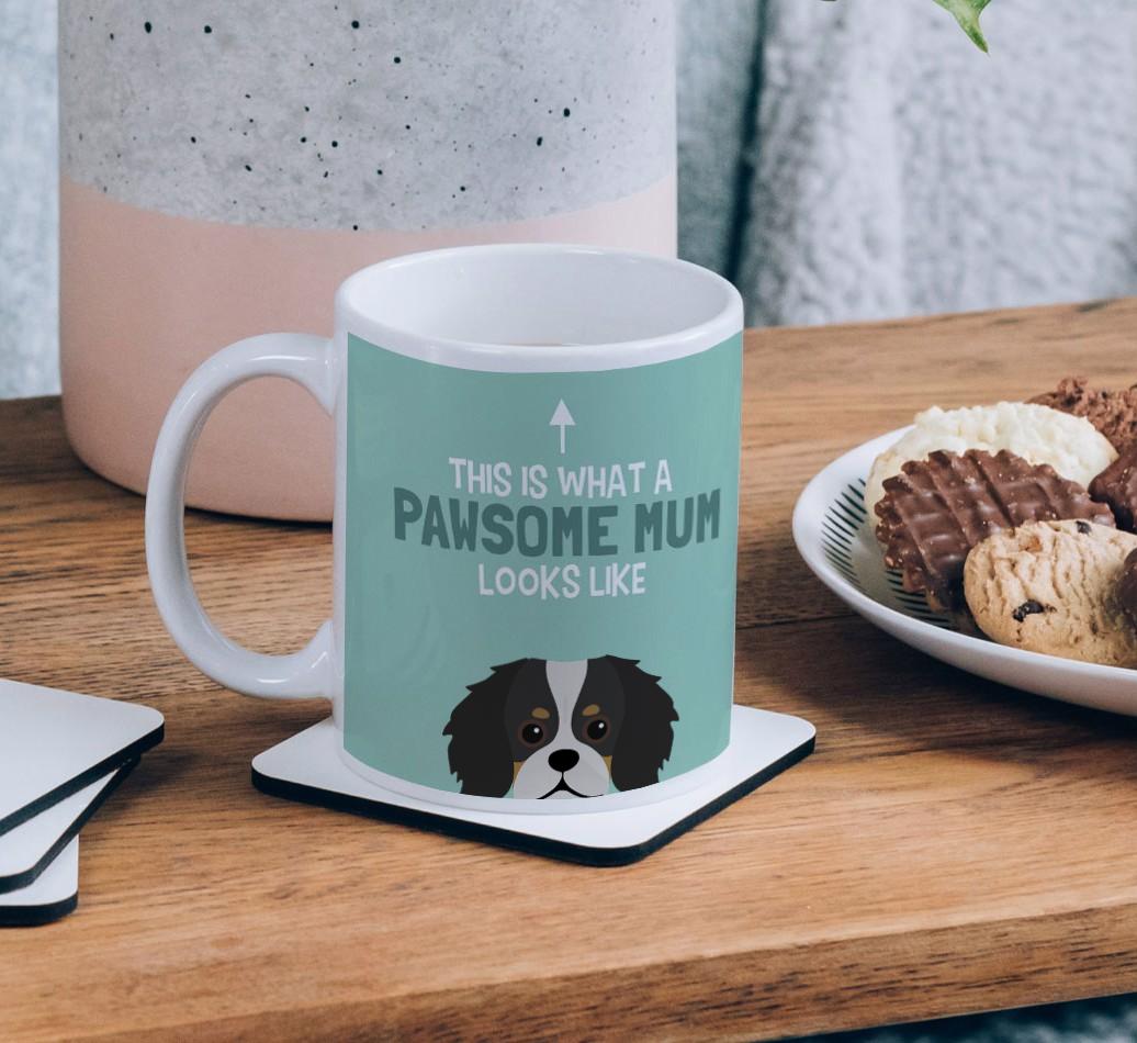 Pawsome Dog Mum: Mug with {breedFullName} Icon