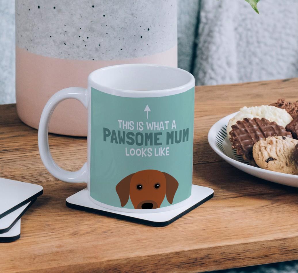 Pawsome Dog Mum: Mug with {breedFullName} Icon