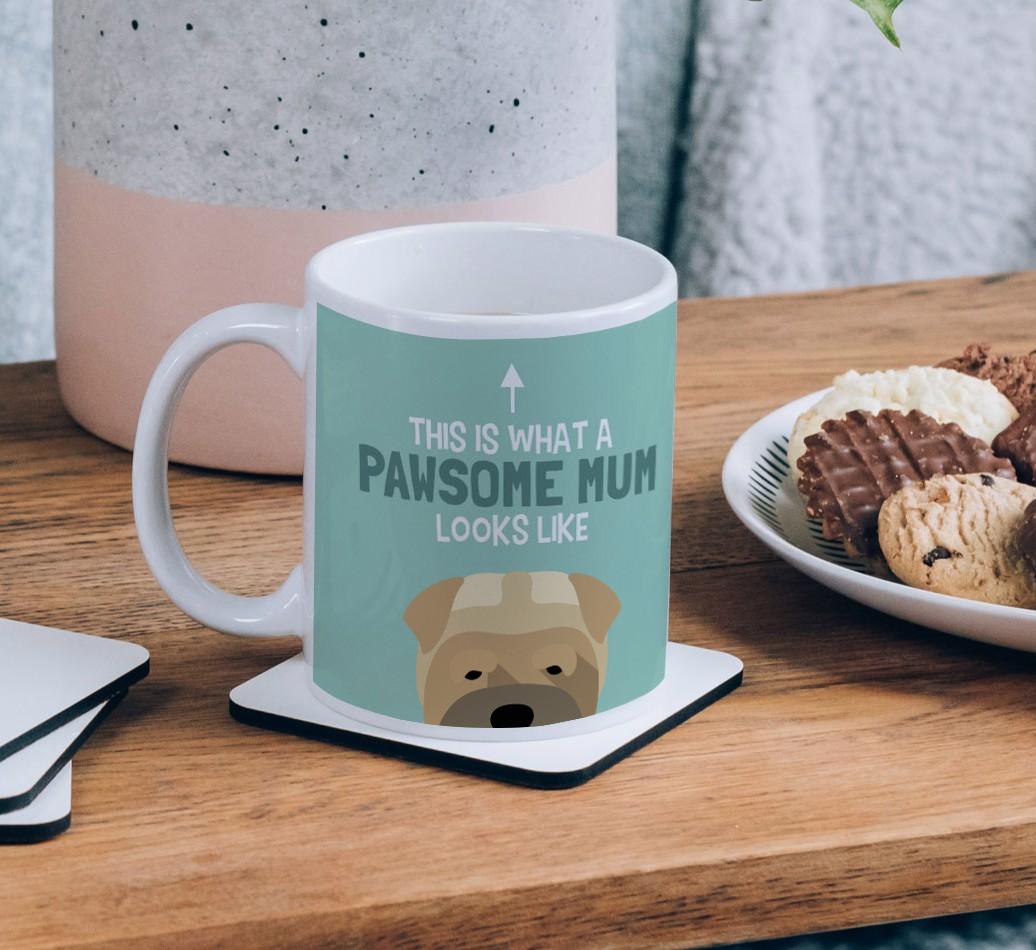 Pawsome Dog Mum: Mug with {breedFullName} Icon