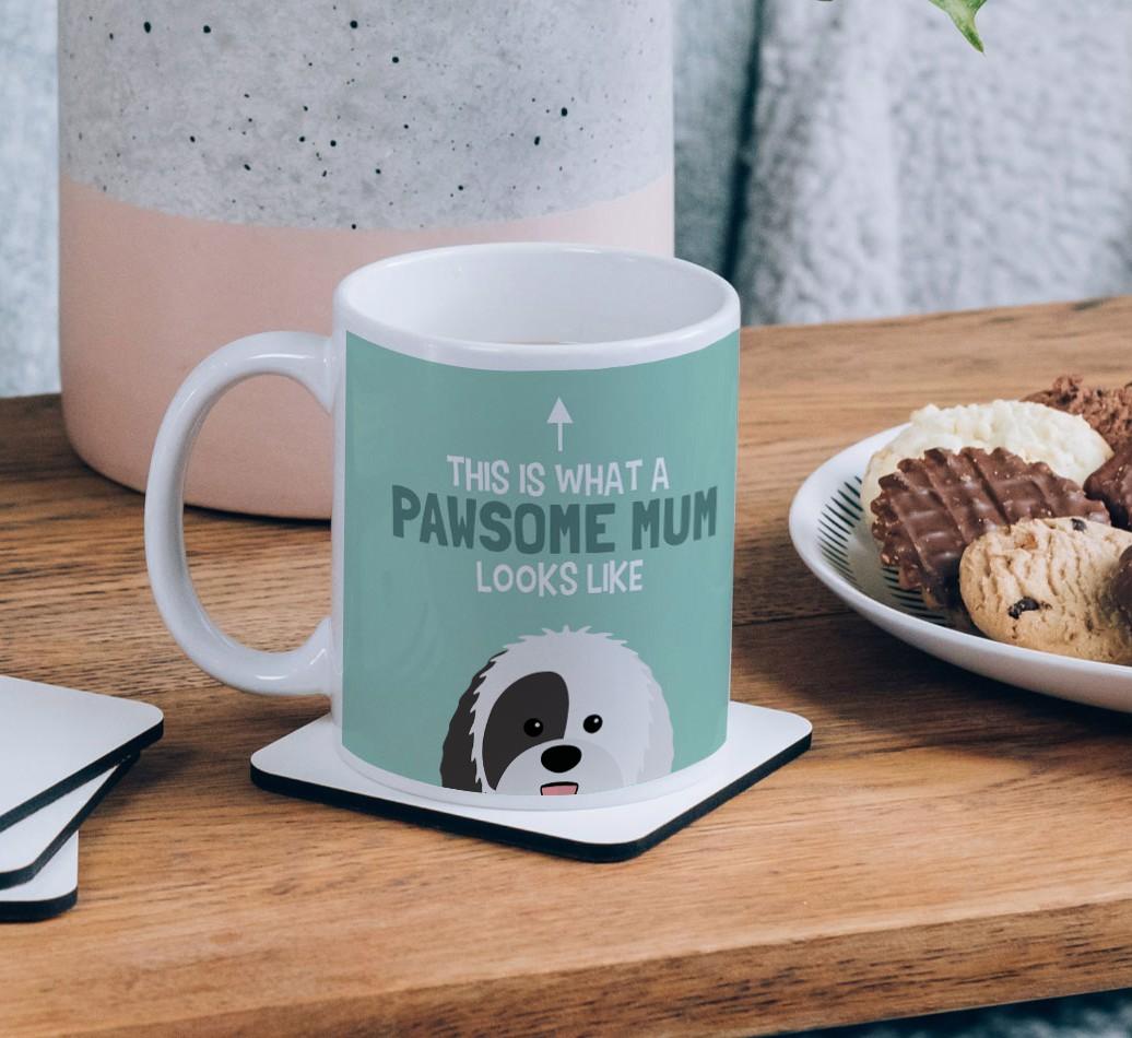 Pawsome Dog Mum: Mug with {breedFullName} Icon