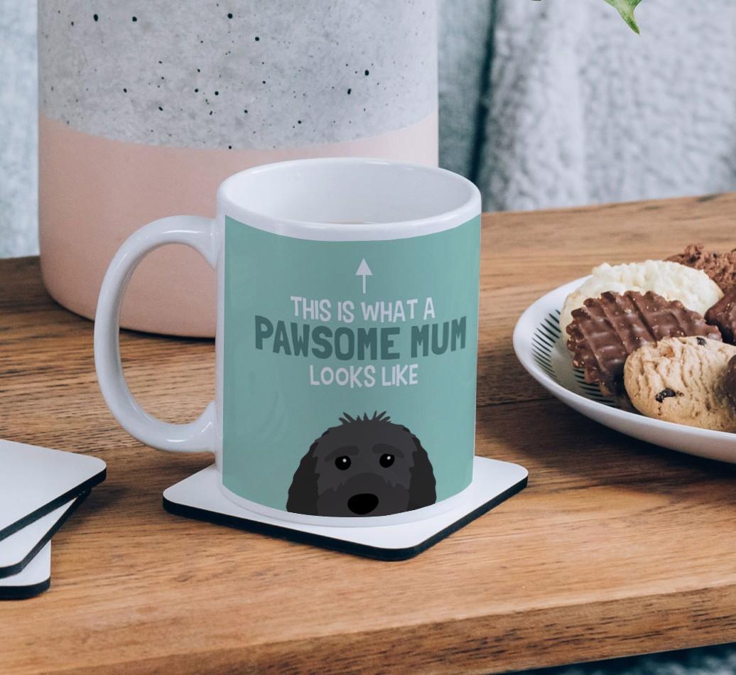 Pawsome Dog Mum: Mug with {breedFullName} Icon