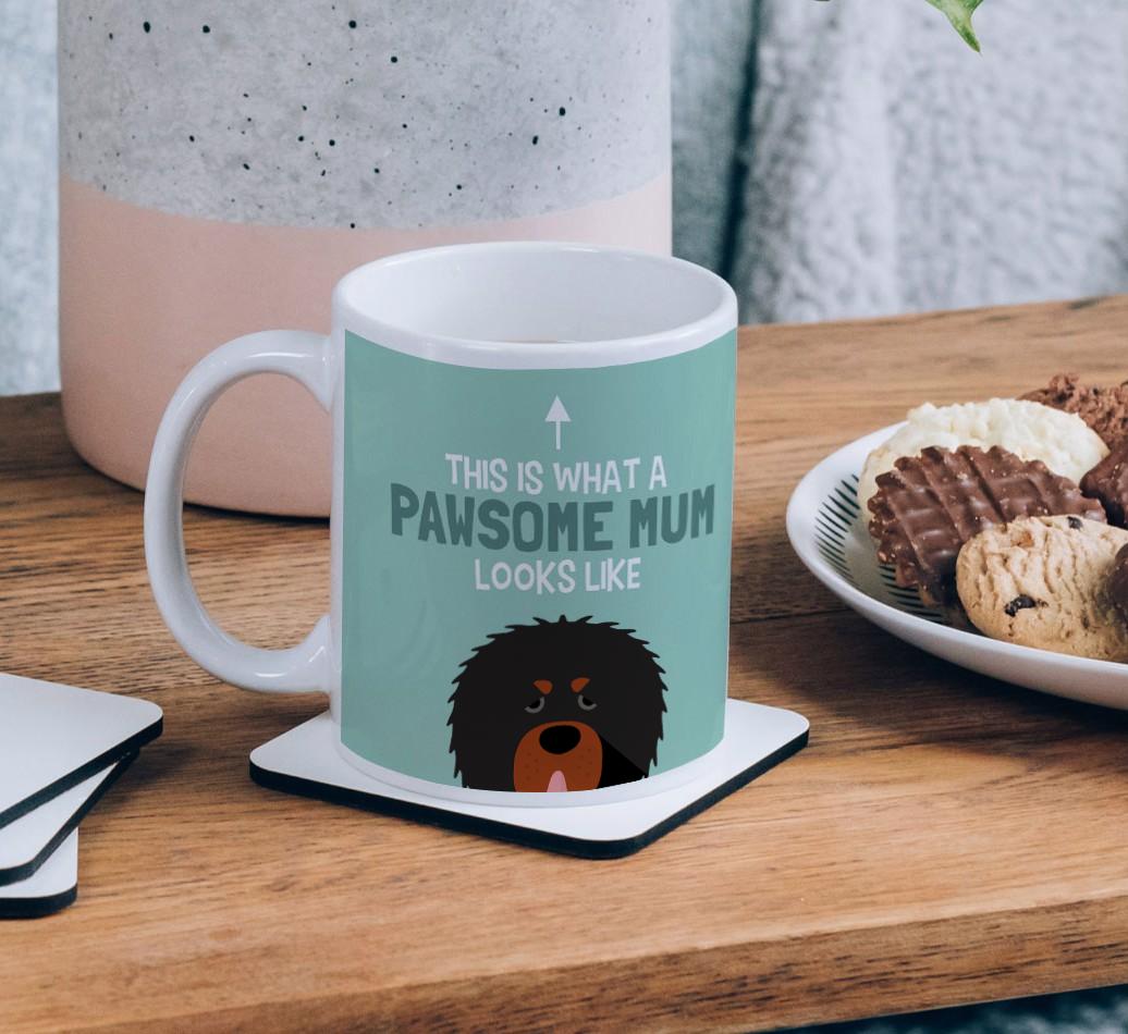 Pawsome Dog Mum: Mug with {breedFullName} Icon