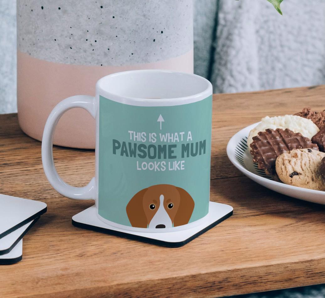 Pawsome Dog Mum: Mug with {breedFullName} Icon