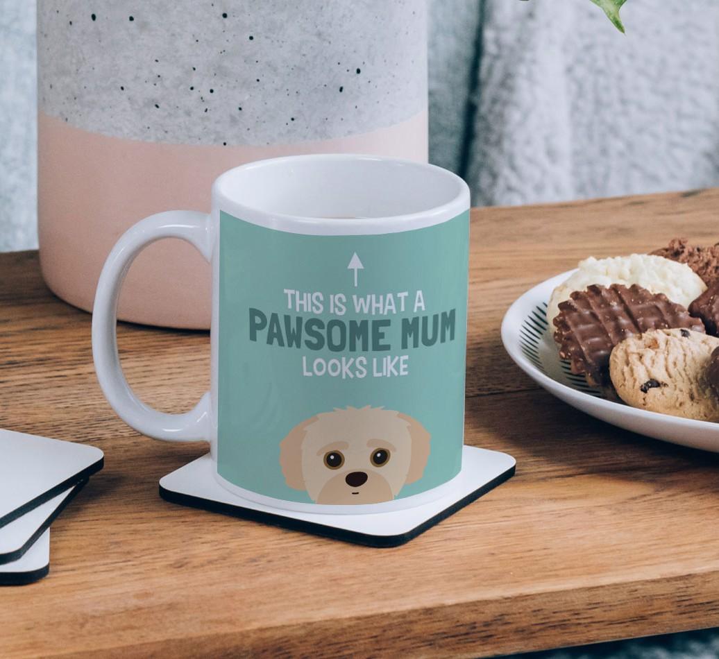 Pawsome Dog Mum: Mug with {breedFullName} Icon