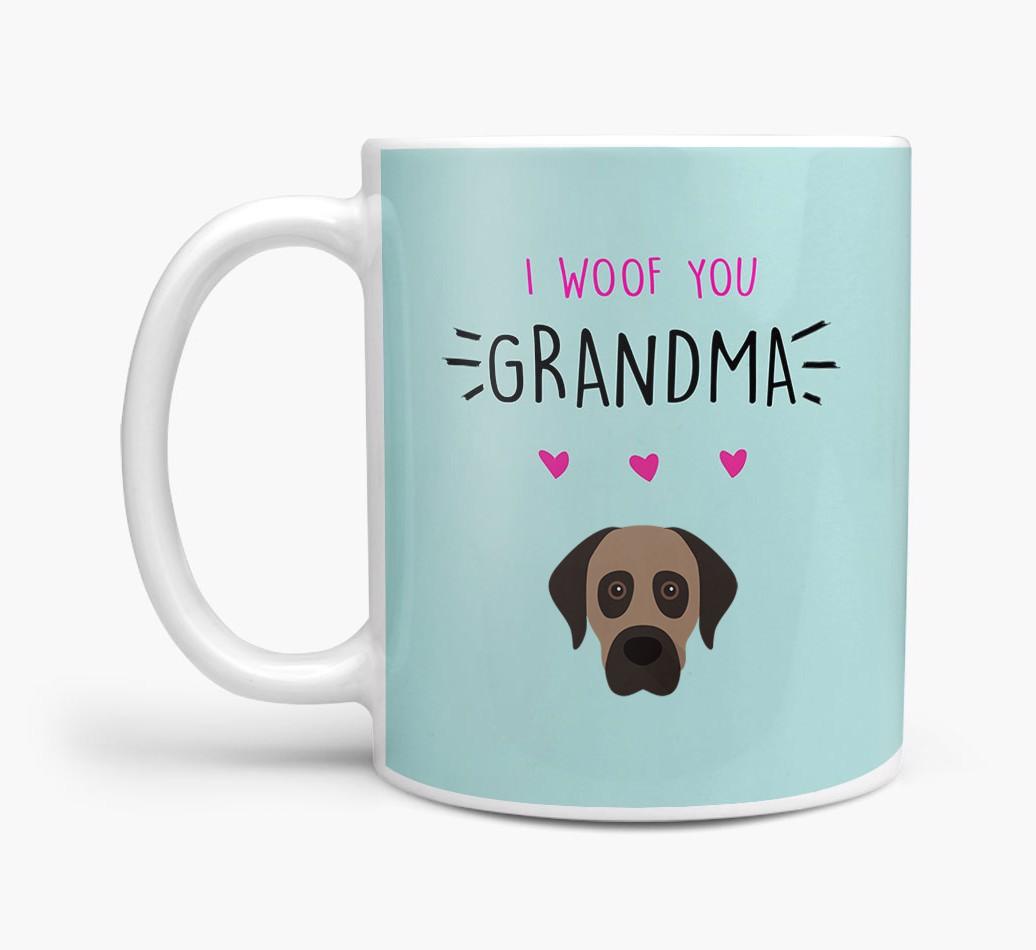 'I Woof You Grandma' Mug with {breedFullName} Icon