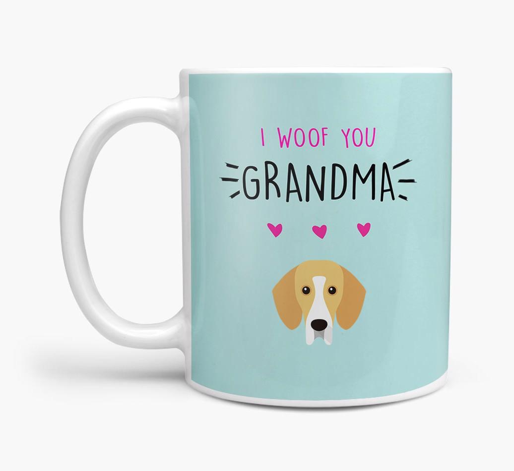 'I Woof You Grandma' Mug with {breedFullName} Icon