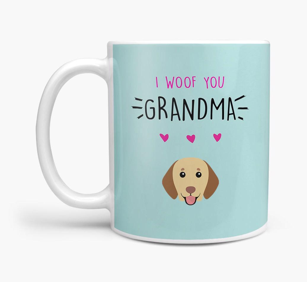 'I Woof You Grandma' Mug with {breedFullName} Icon