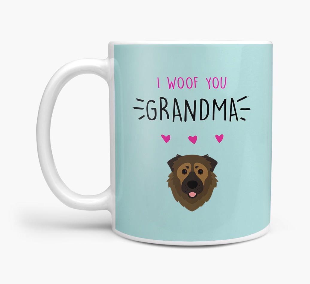 'I Woof You Grandma' Mug with {breedFullName} Icon