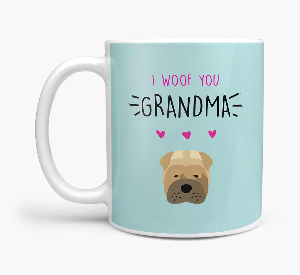 'I Woof You Grandma' Mug with {breedFullName} Icon