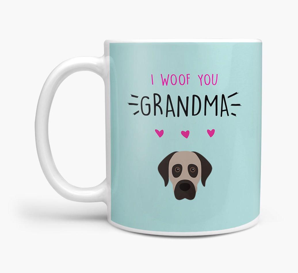 'I Woof You Grandma' Mug with {breedFullName} Icon