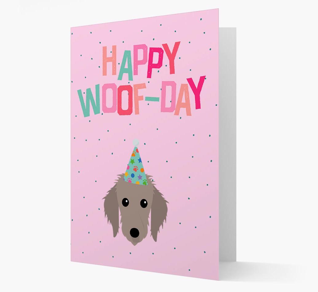 'Happy Woofday' Card with {breedFullName} Icon