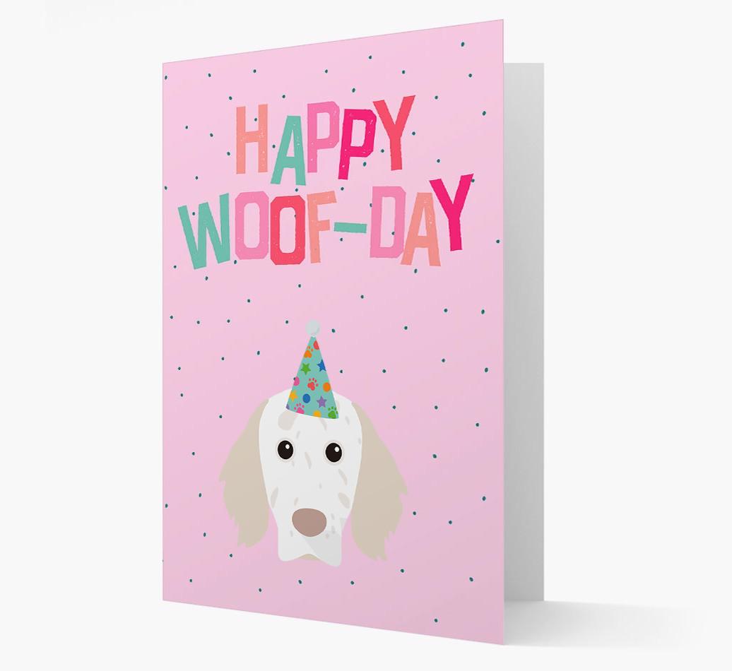'Happy Woofday' Card with {breedFullName} Icon