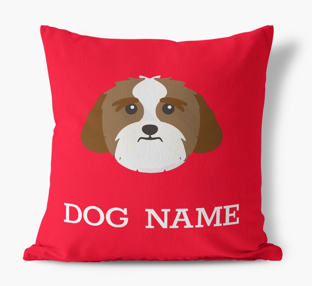 {dogsName}'s Icon: Personalised {breedFullName} Canvas Cushion