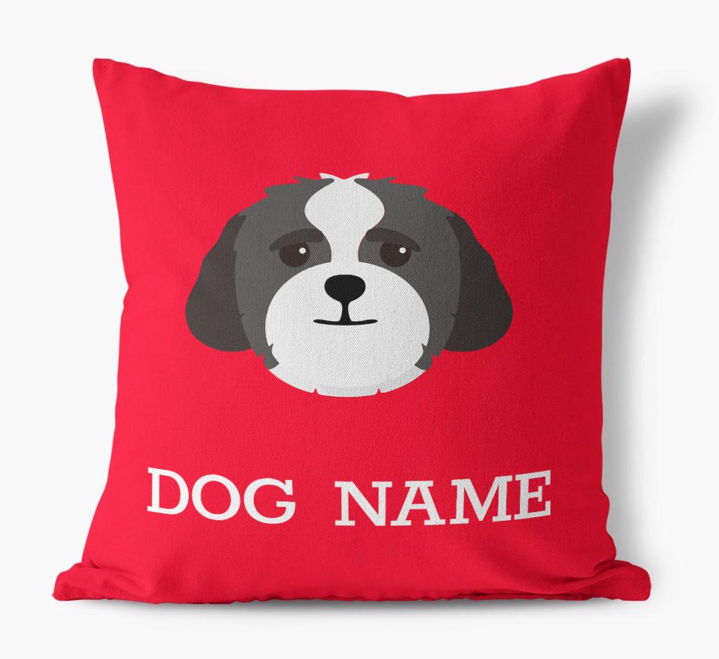 {dogsName}'s Icon: Personalized {breedFullName} Canvas Pillow
