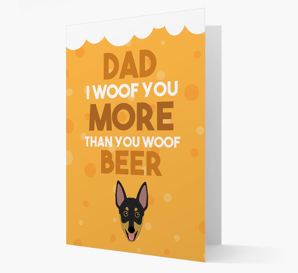 'Woof you more than you woof Beer' Card with {breedFullName} Icon