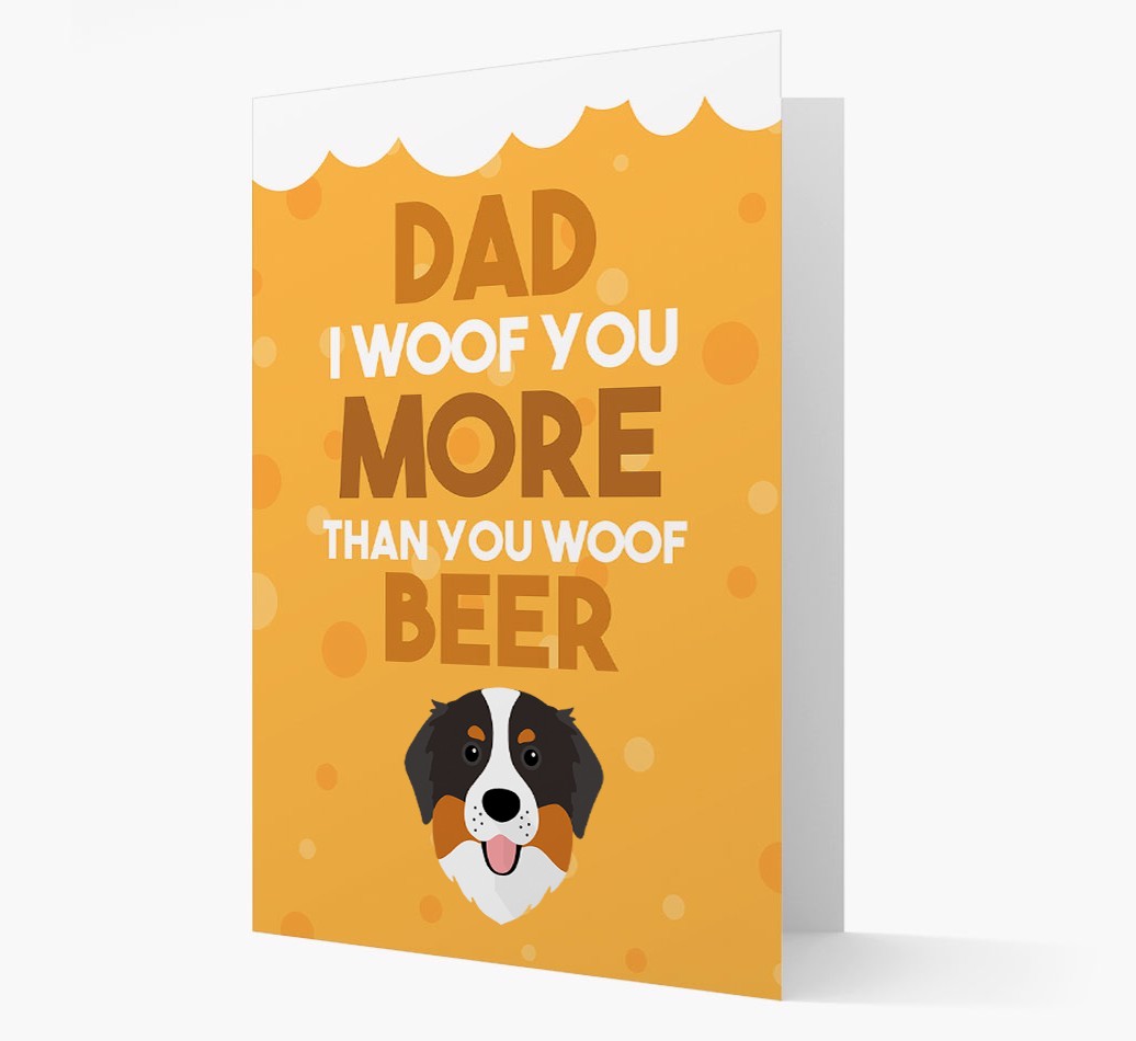 'Woof you more than you woof Beer' Card with {breedFullName} Icon