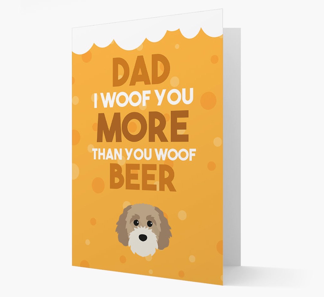 'Woof you more than you woof Beer' Card with {breedFullName} Icon