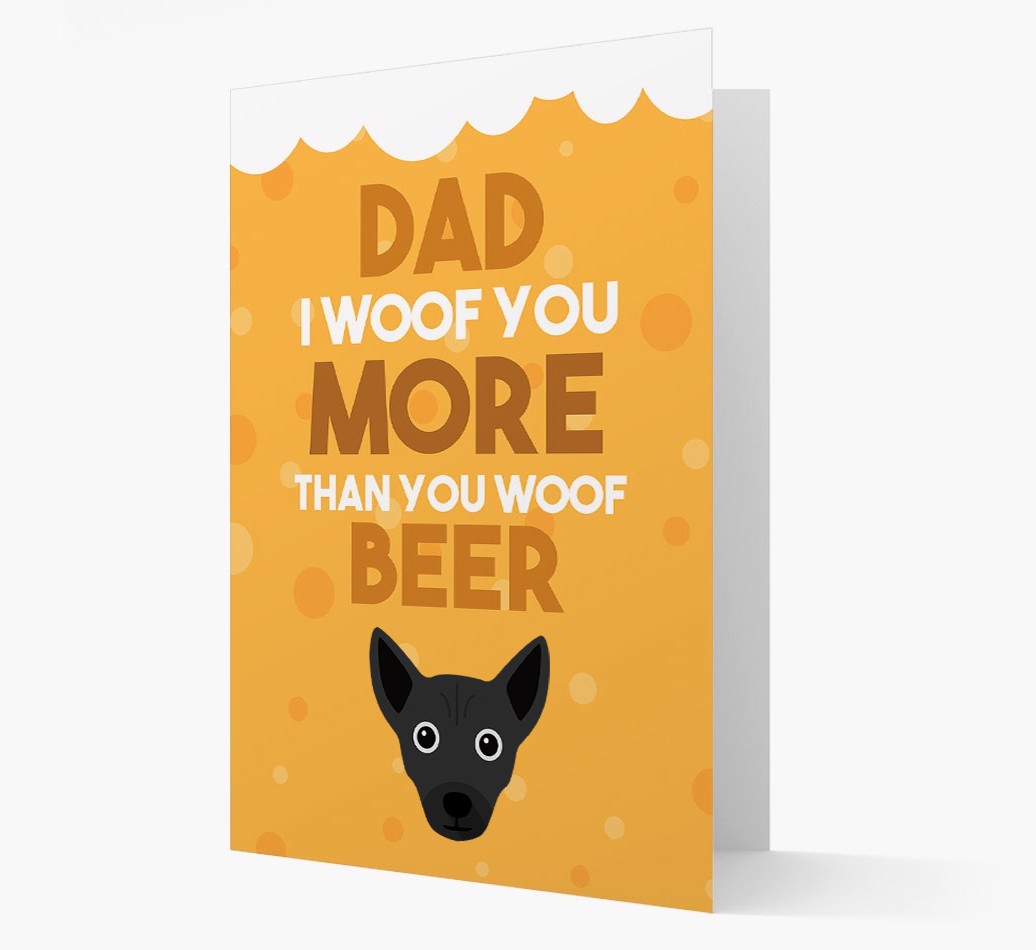 'Woof you more than you woof Beer' Card with {breedFullName} Icon