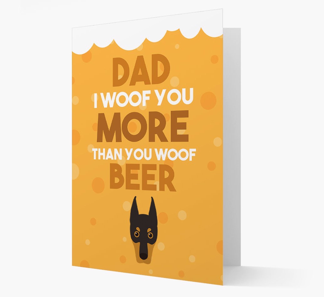 'Woof you more than you woof Beer' Card with {breedFullName} Icon
