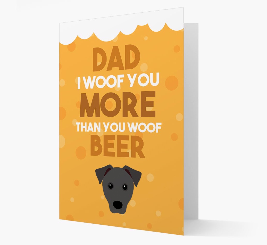'Woof you more than you woof Beer' Card with {breedFullName} Icon