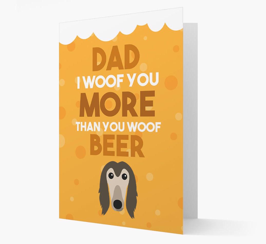 'Woof you more than you woof Beer' Card with {breedFullName} Icon