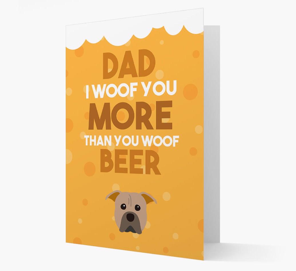 'Woof you more than you woof Beer' Card with {breedFullName} Icon