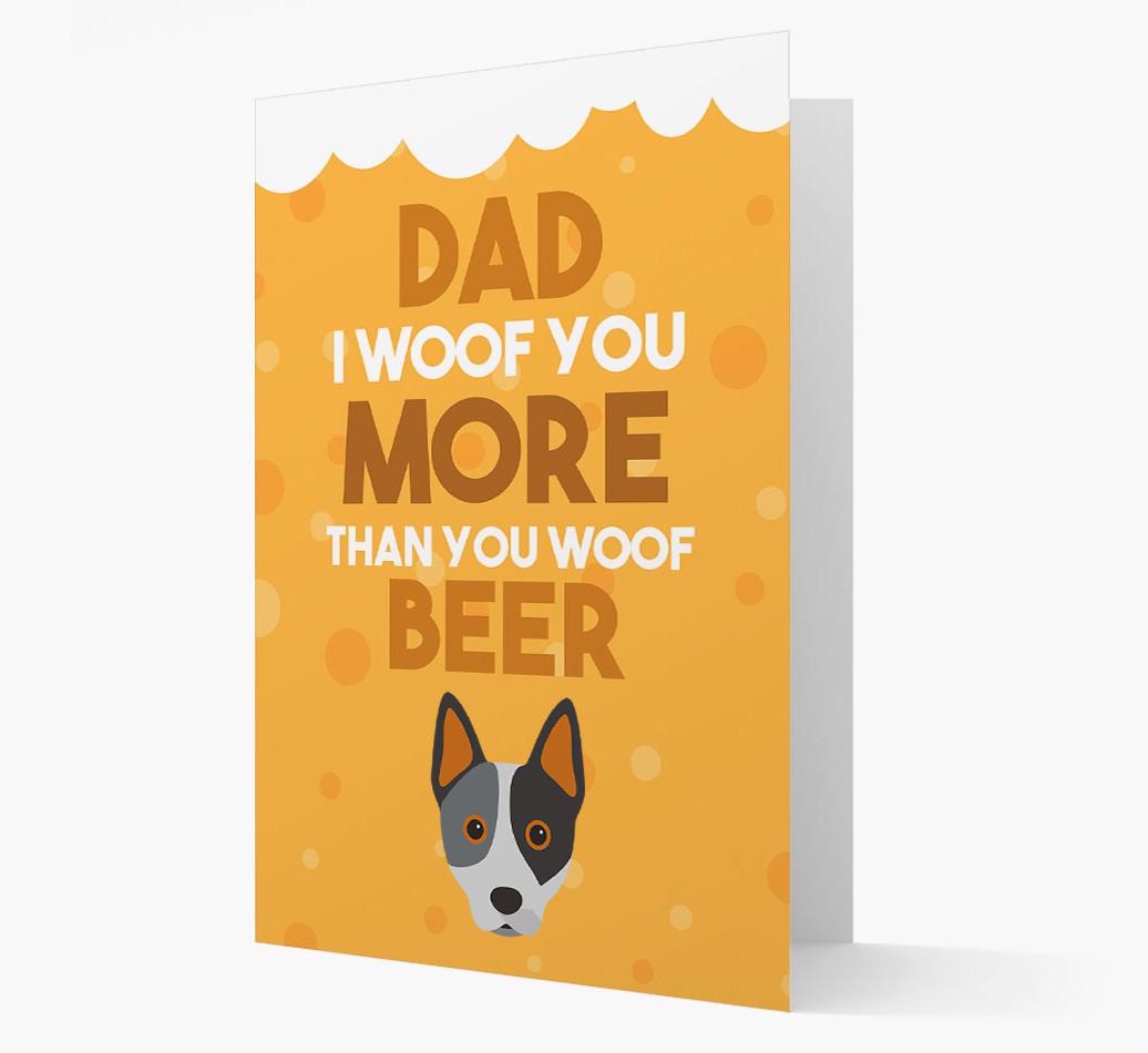 'Woof you more than you woof Beer' Card with {breedFullName} Icon