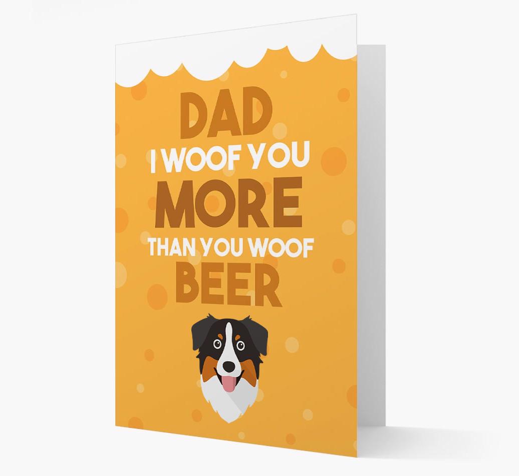 'Woof you more than you woof Beer' Card with {breedFullName} Icon