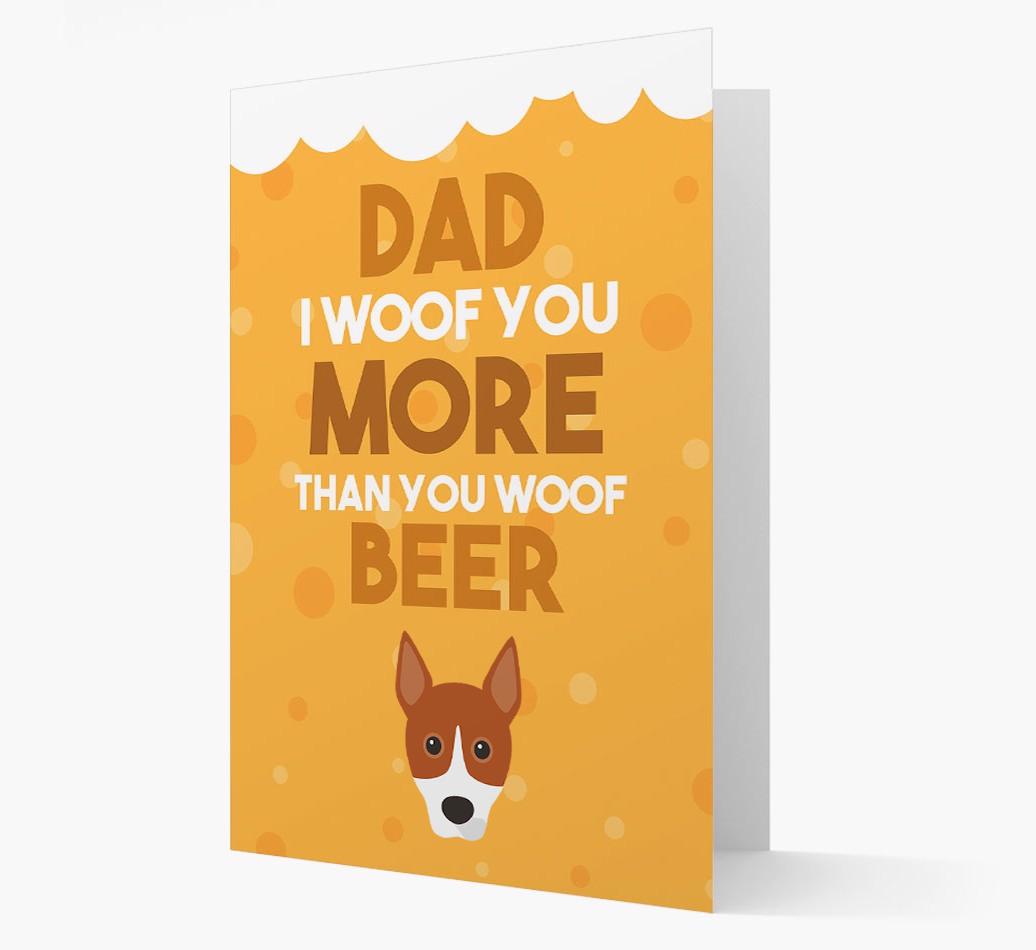 'Woof you more than you woof Beer' Card with {breedFullName} Icon