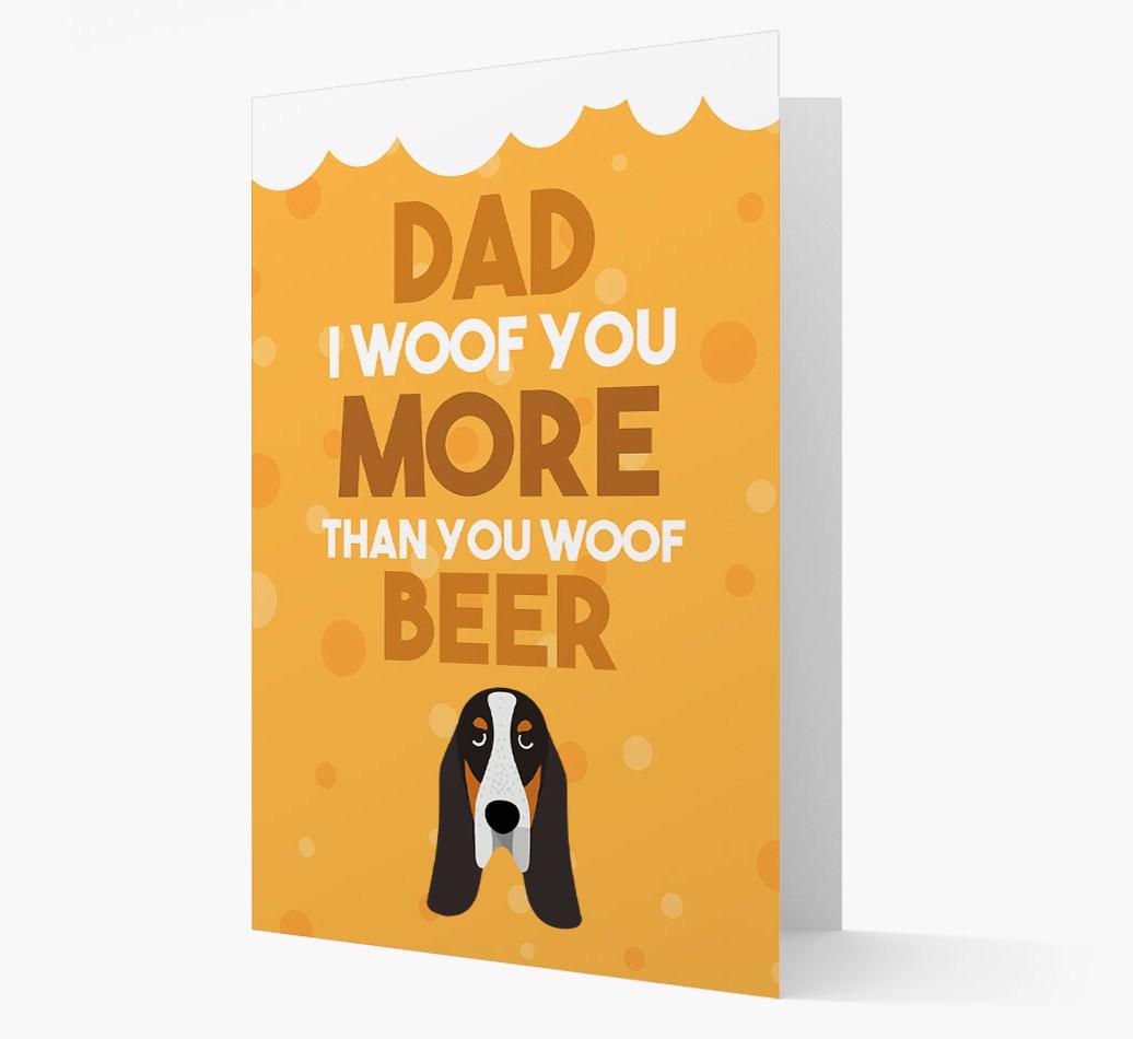 'Woof you more than you woof Beer' Card with {breedFullName} Icon