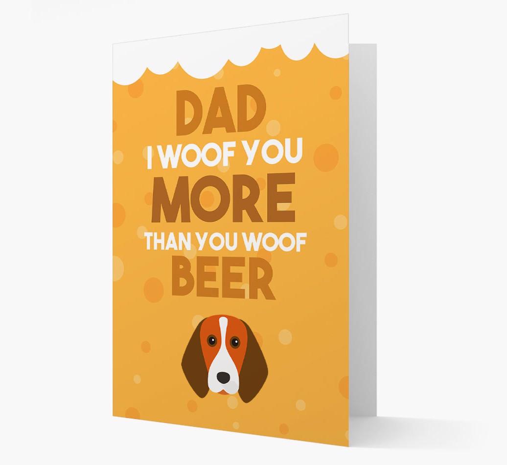 'Woof you more than you woof Beer' Card with {breedFullName} Icon