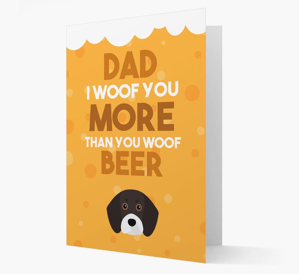 'Woof you more than you woof Beer' Card with {breedFullName} Icon