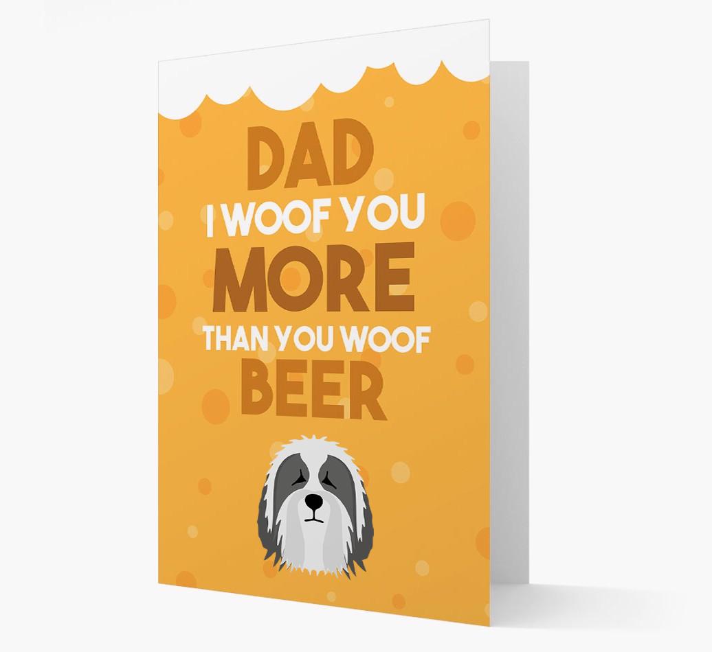 'Woof you more than you woof Beer' Card with {breedFullName} Icon