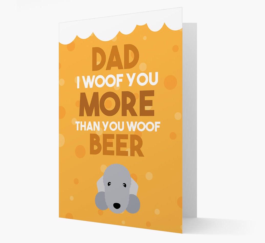 'Woof you more than you woof Beer' Card with {breedFullName} Icon